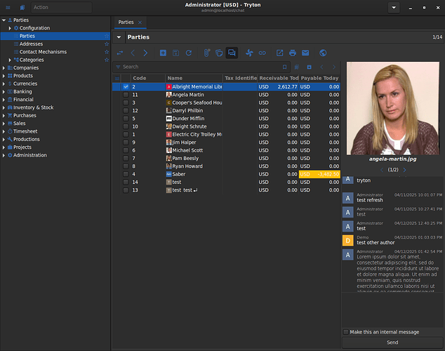 desktop client list with chat and attachment preview
