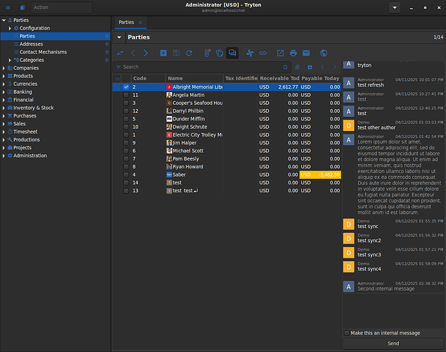 desktop client list with chat
