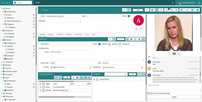 web client form with chat and attachment preview