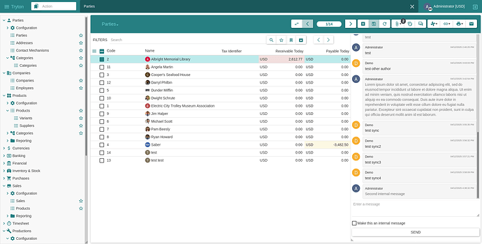 web client list with chat