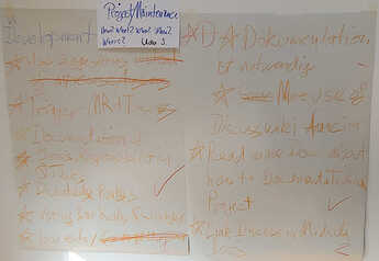 The flip-chart results of the Project Maintenance Brainstorming