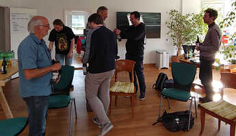 Participants finishing working day with a small party