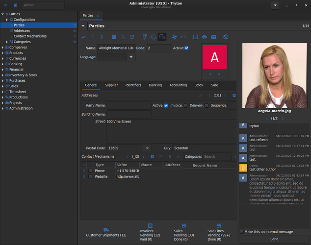 desktop client form with chat and attachment preview