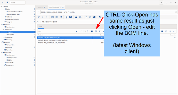 2024-10-16 19_06_56 Open and CTRL-Open have same effect - edit BOM line