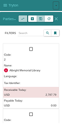 Screenshot of former list view on small device with search widget.